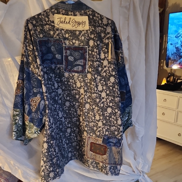 Jaded Gypsy Patchwork Kimono Jacket - Blue and Brown - Picture 2 of 2